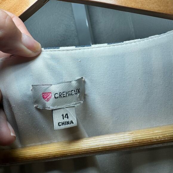 Cremieux Long Sleeve Shirt Dress Navy Ivory Striped Tie Front Women's Size 14 - Picture 6 of 10